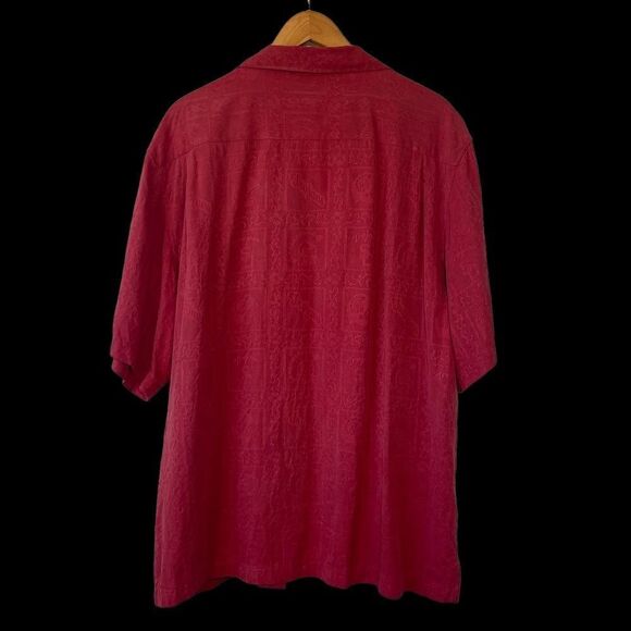 Reyn Spooner VTG Distressed Brocade Silk Button down Short Sleeve Shirt … - Picture 2 of 7